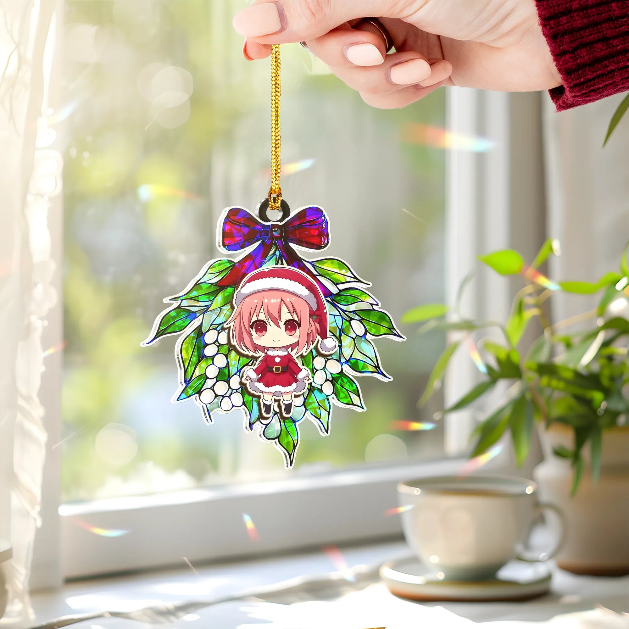 Sakura Haruno Naruto V3 Wood Shattered Glass Hologram Ornament - 5 in