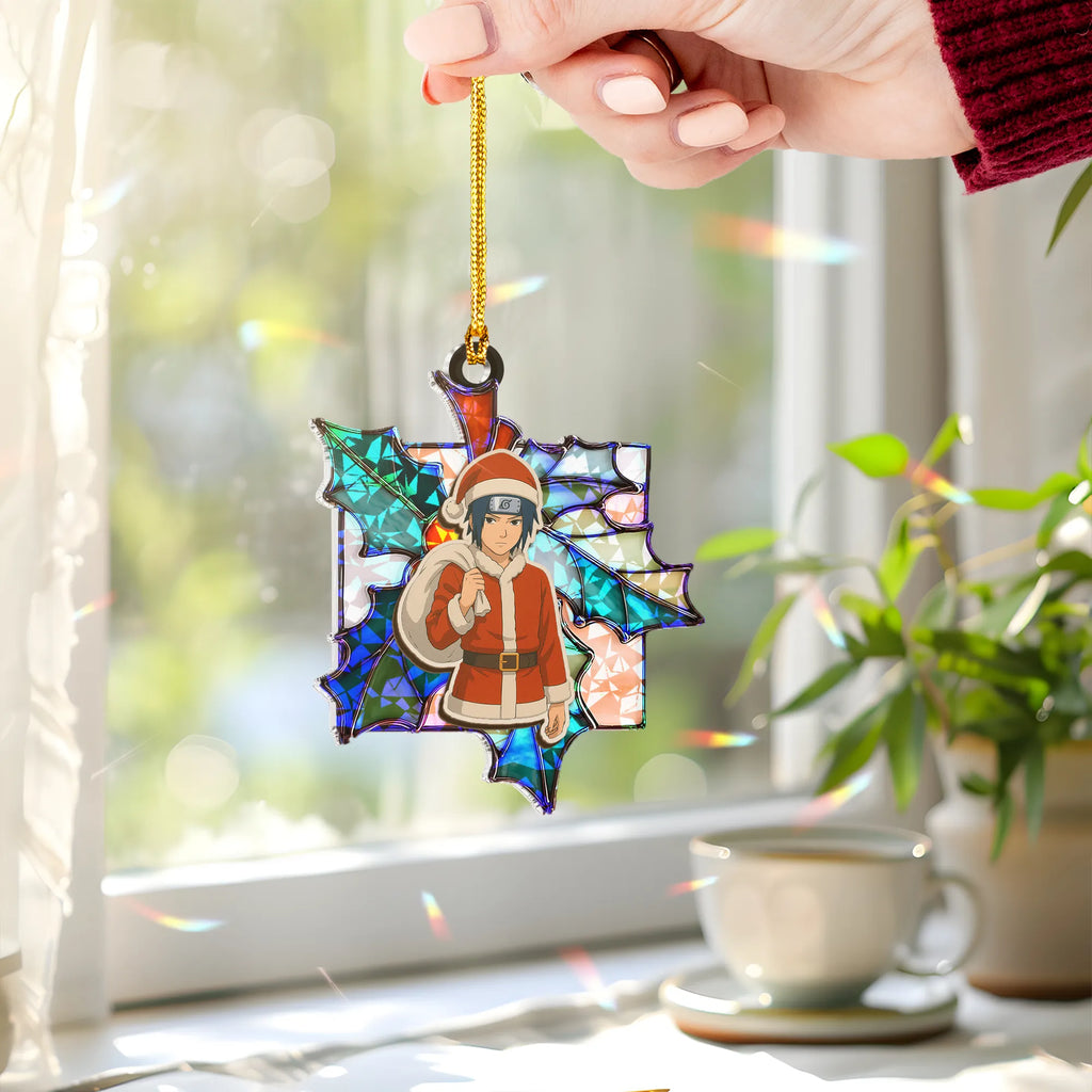 Sasuke Naruto Wood Shattered Glass Hologram Ornament - 5 in