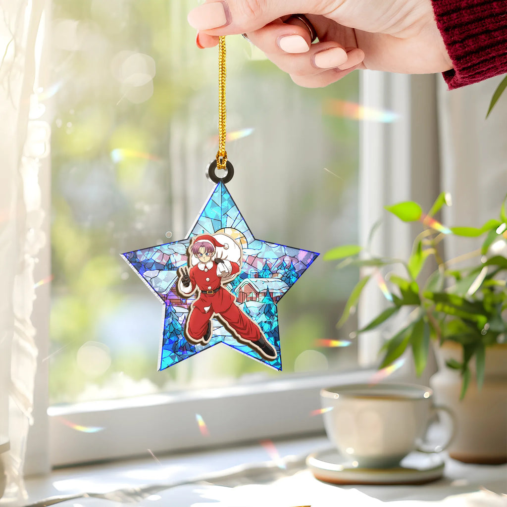 Trunks Dragon Ball Wood Shattered Glass Hologram Ornament - 5 in
