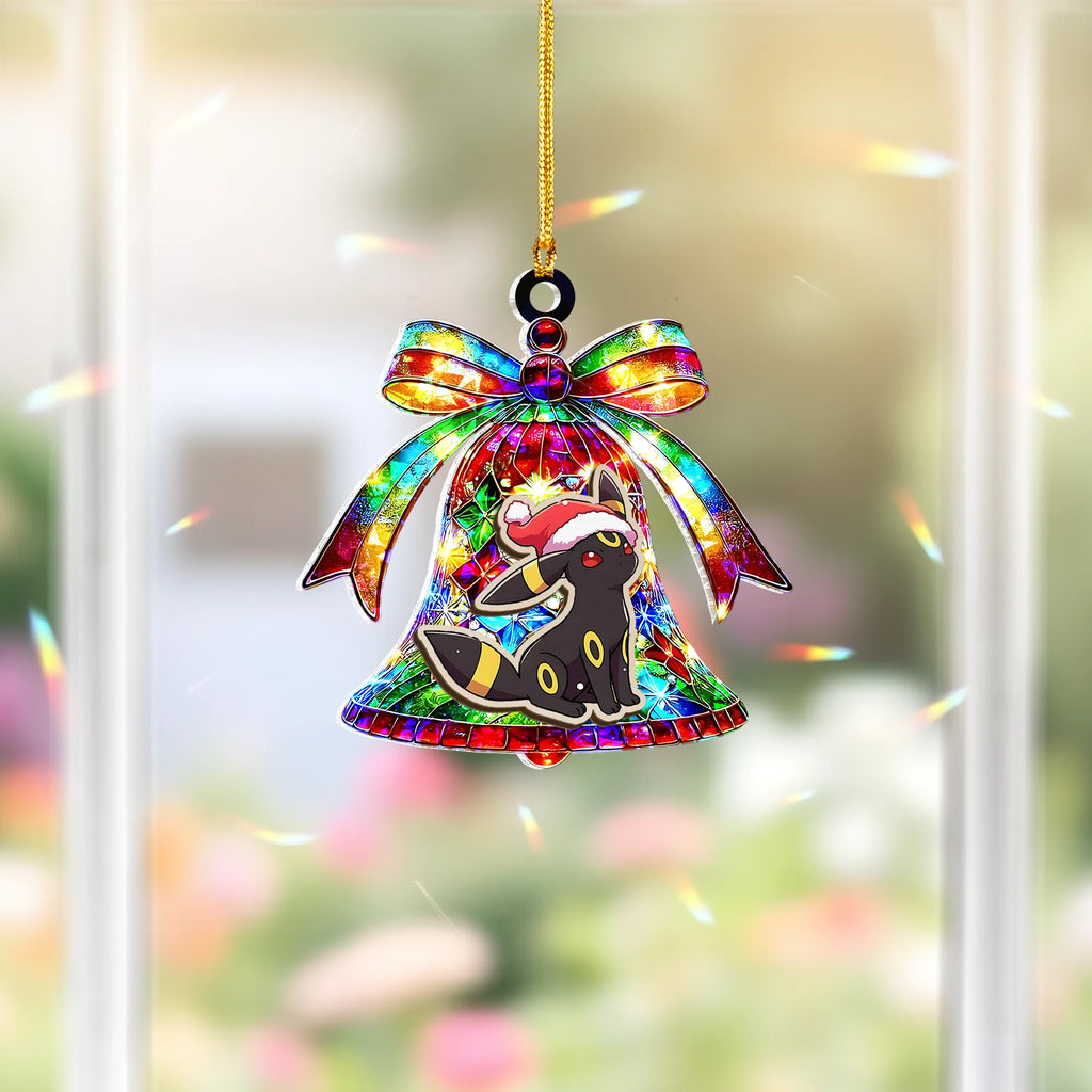 Umbreon Pokemon Wood Shattered Glass Hologram Ornament - 5 in