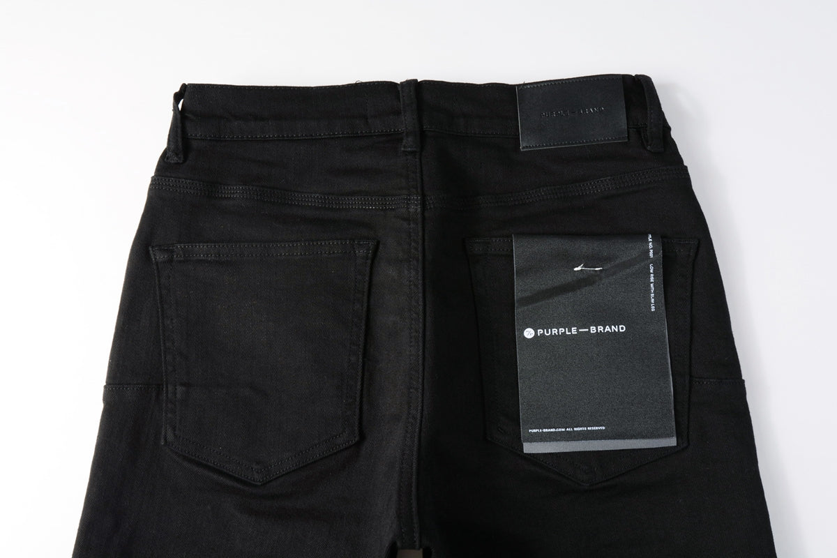 Men Streetwear Denim Shorts Black Wash with Minimalist Design and Raw Hem 5023