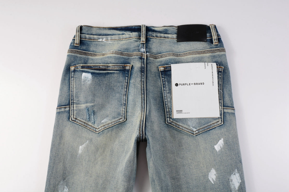 Designer Women Purple High Street Purple Denim Black Long Mid Pants Hole for Men Purple Jeans 9043