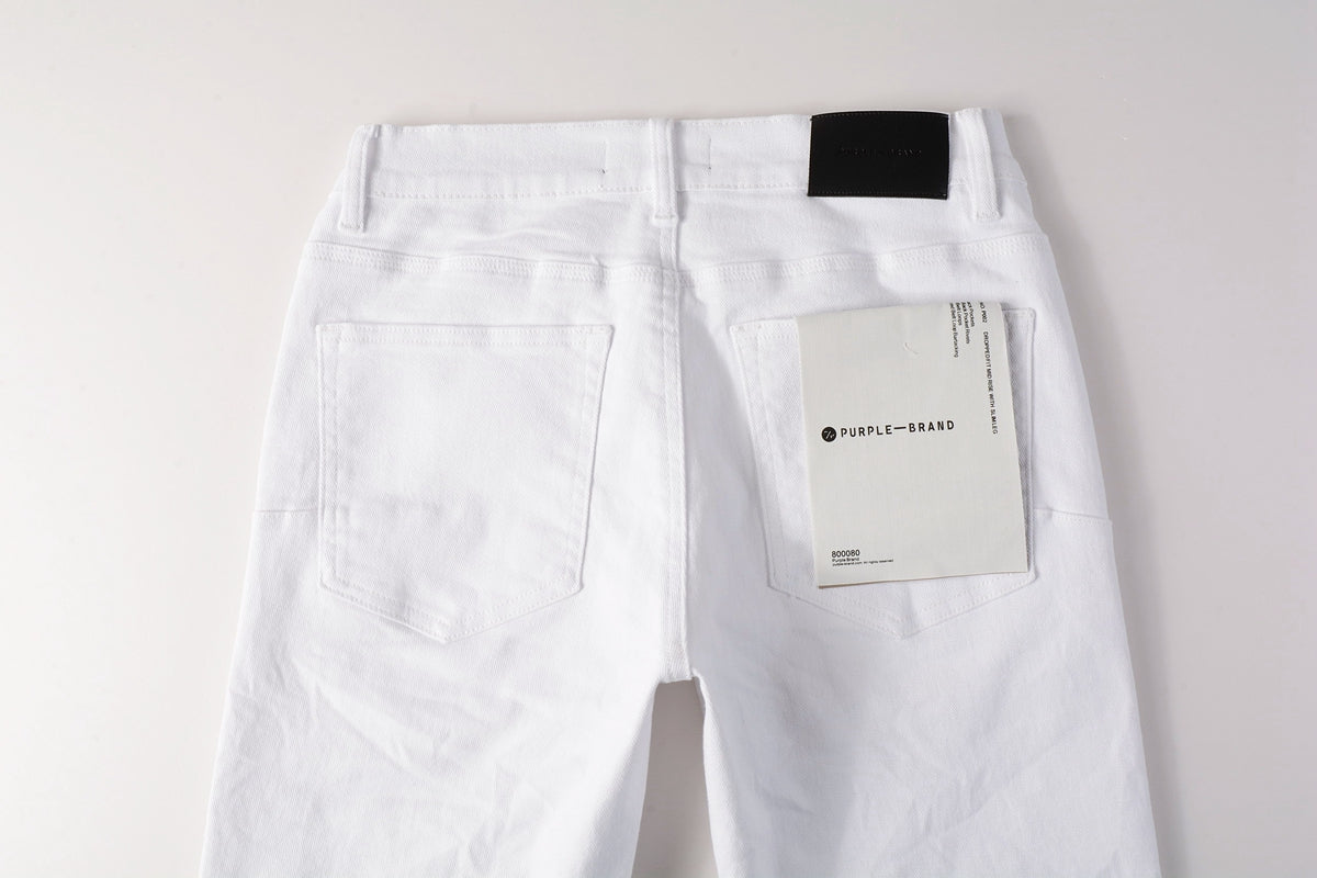 Men Streetwear Skinny Jeans White Wash with Minimalist Textured Finish 9024