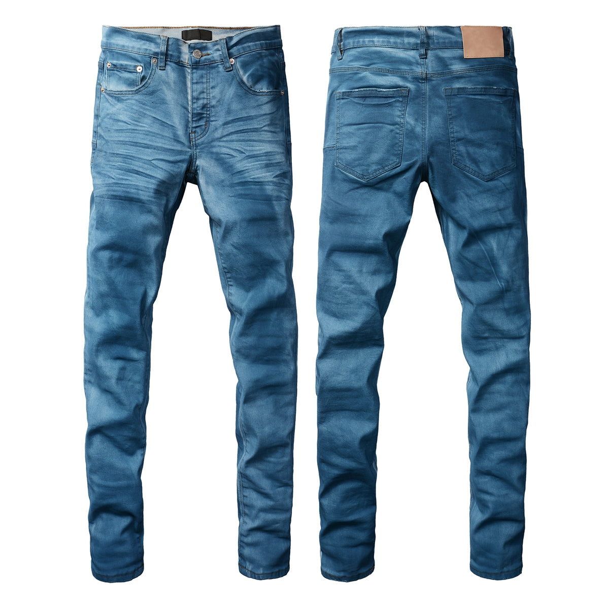Men classic streetwear Jeans Washed BlueClean Look Skinny Fit 9106