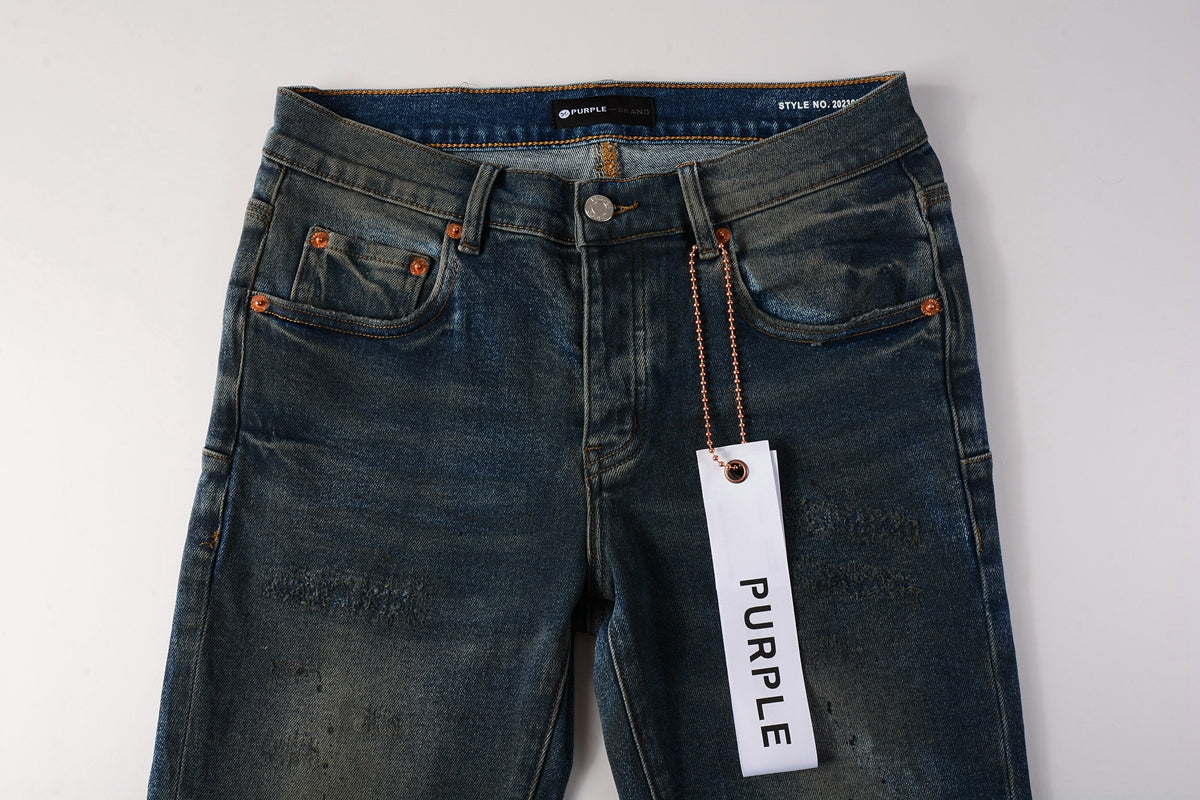Mens Purple Ripped Jeans Skinny Slim Fit Denim Pants Designer Flared Jeans for Men 9009