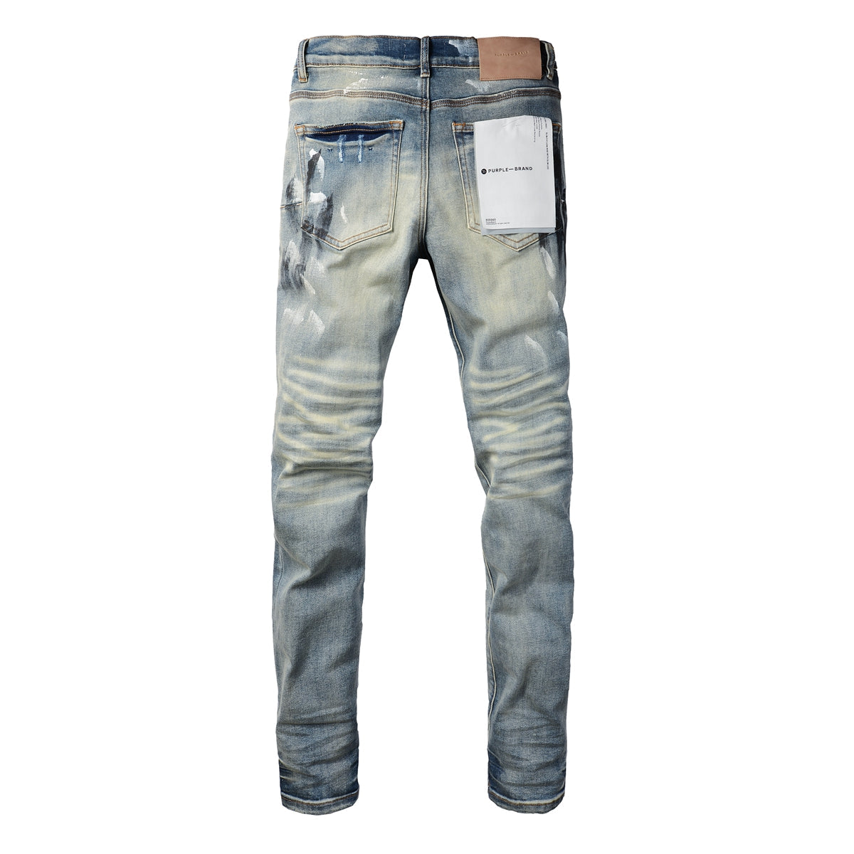Men Classic Streetwear Jeans DistressedBlue Paint Slash Skinny 9037