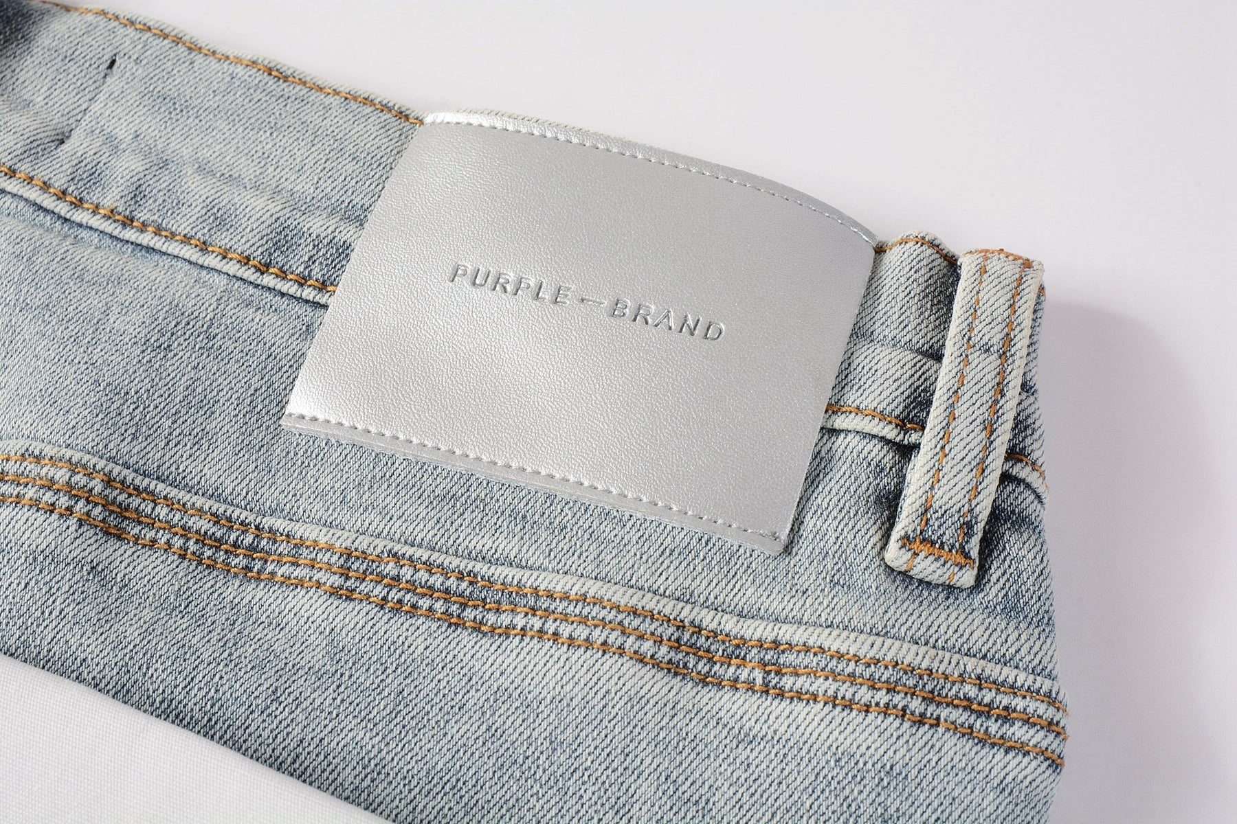 Men Streetwear Skinny Jeans Light Blue Wash with Holographic Iridescent Finish 9005