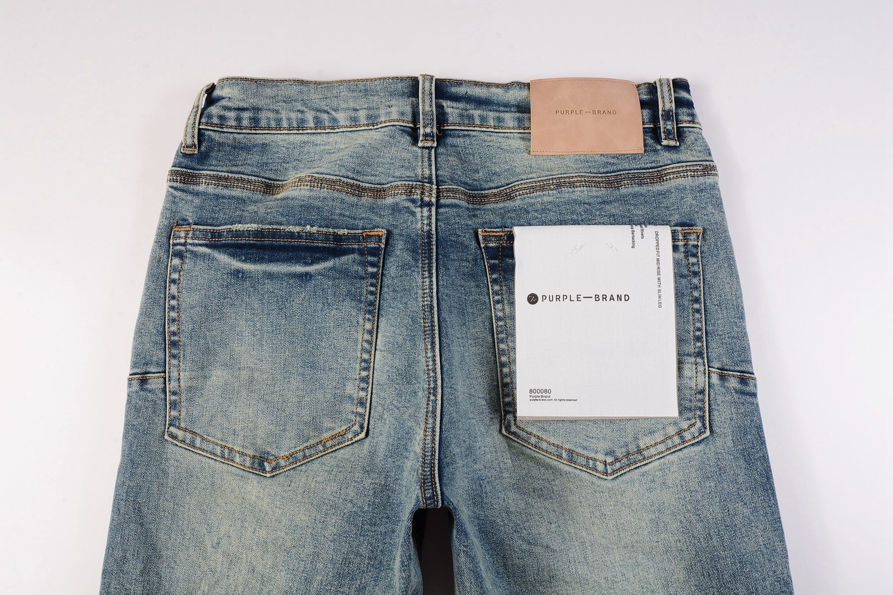 Men Streetwear Skinny Jeans Light Blue Wash with Patchwork Distressed Details 9015