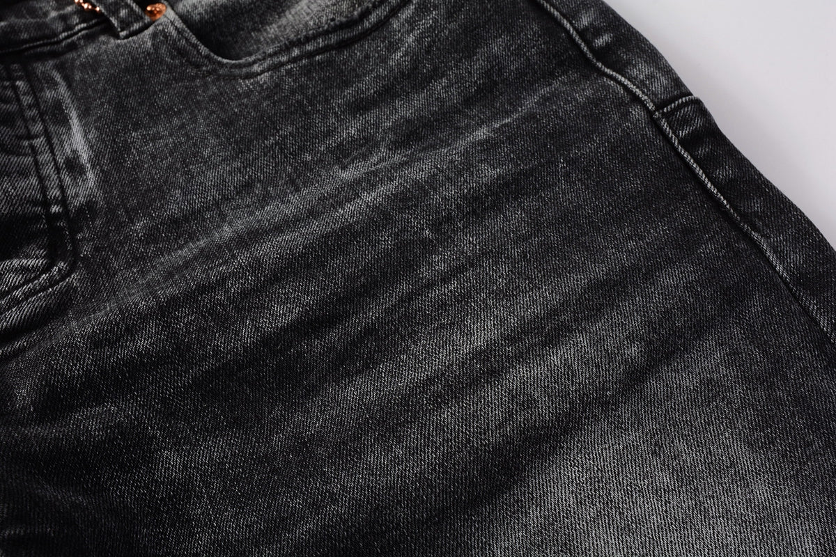 Men Streetwear Skinny Jeans Dark Gray Wash with Minimalist Style 9019