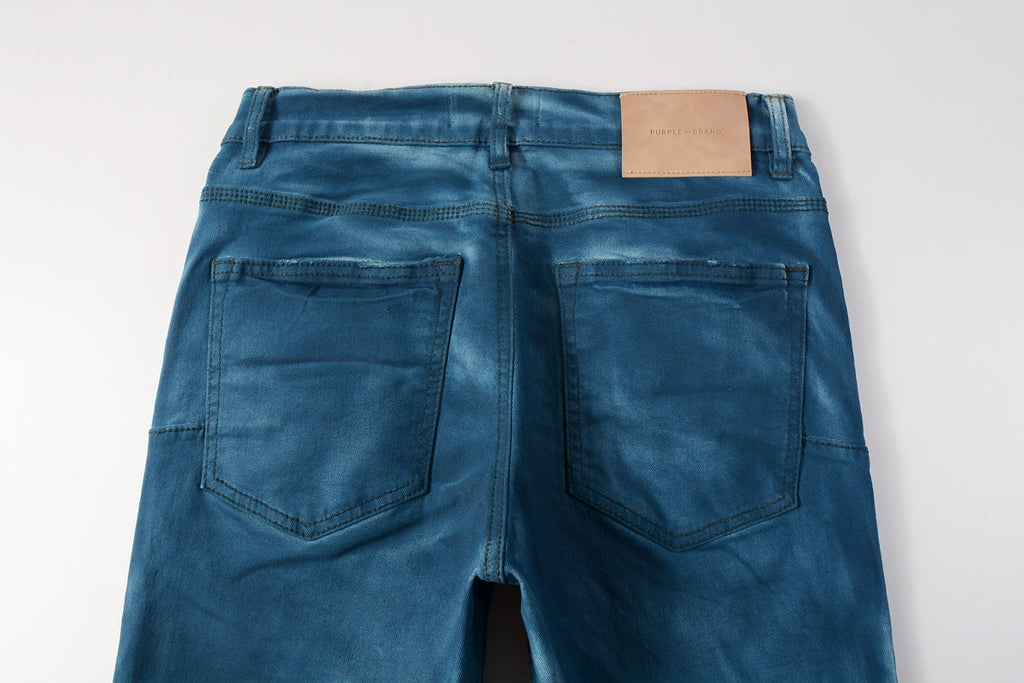 Men classic streetwear Jeans Washed BlueClean Look Skinny Fit 9106