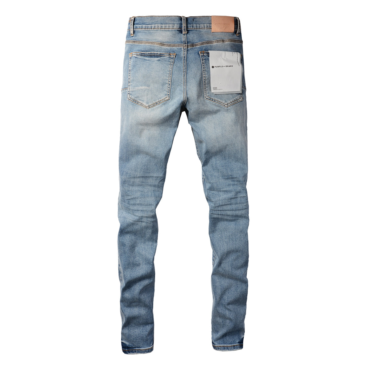 Men Streetwear Skinny Jeans Light Blue Wash with Black Pixelated Pattern Print 9052