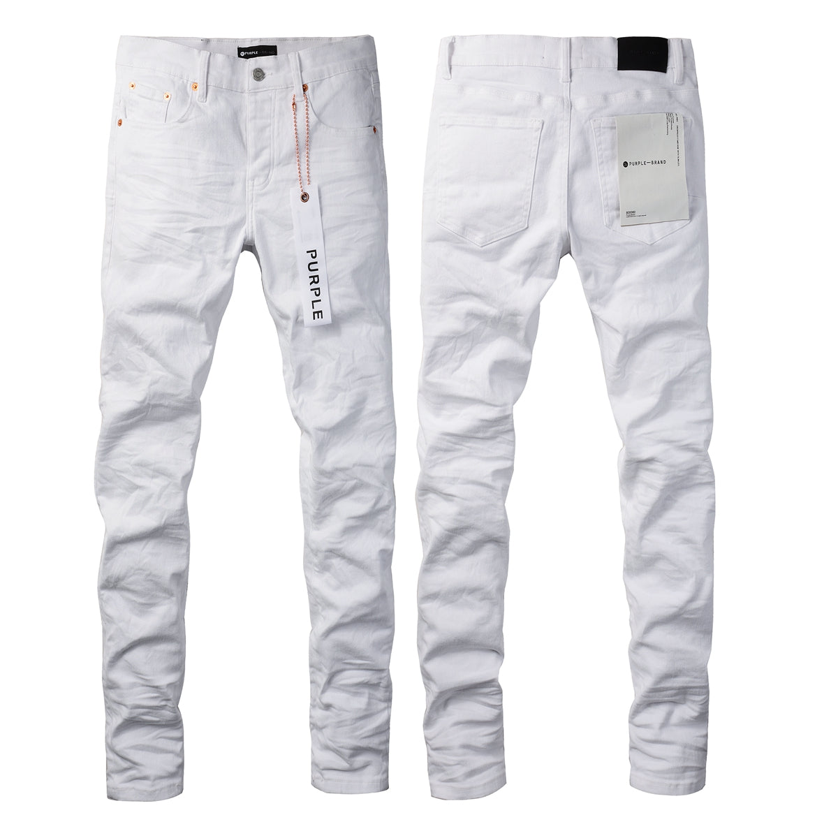Men Streetwear Skinny Jeans White Wash with Minimalist Textured Finish 9024