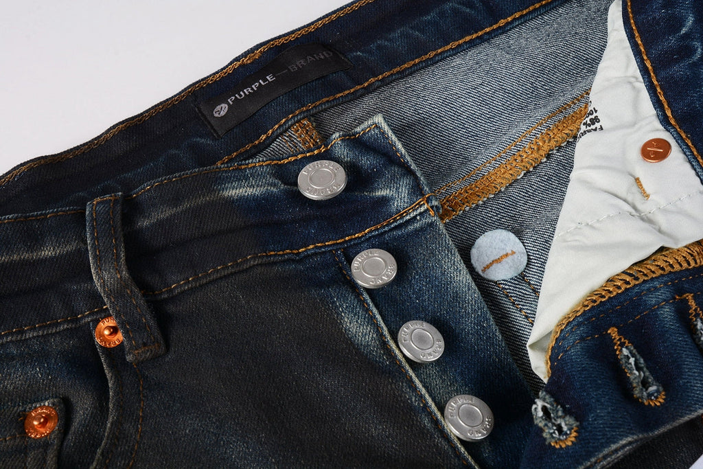 Men Streetwear Skinny Jeans Dark Gray Wash with White Paint Splatter and Brush Strokes 9036