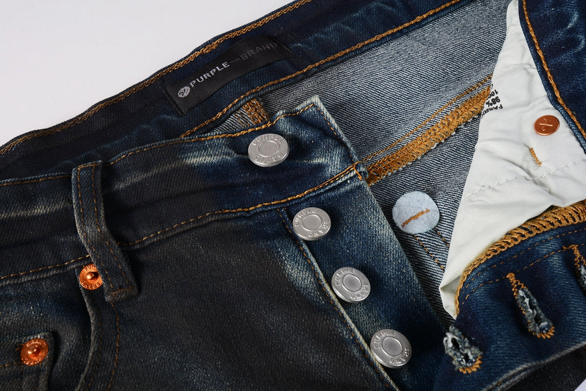 Men Streetwear Skinny Jeans Dark Gray Wash with White Paint Splatter and Brush Strokes 9036