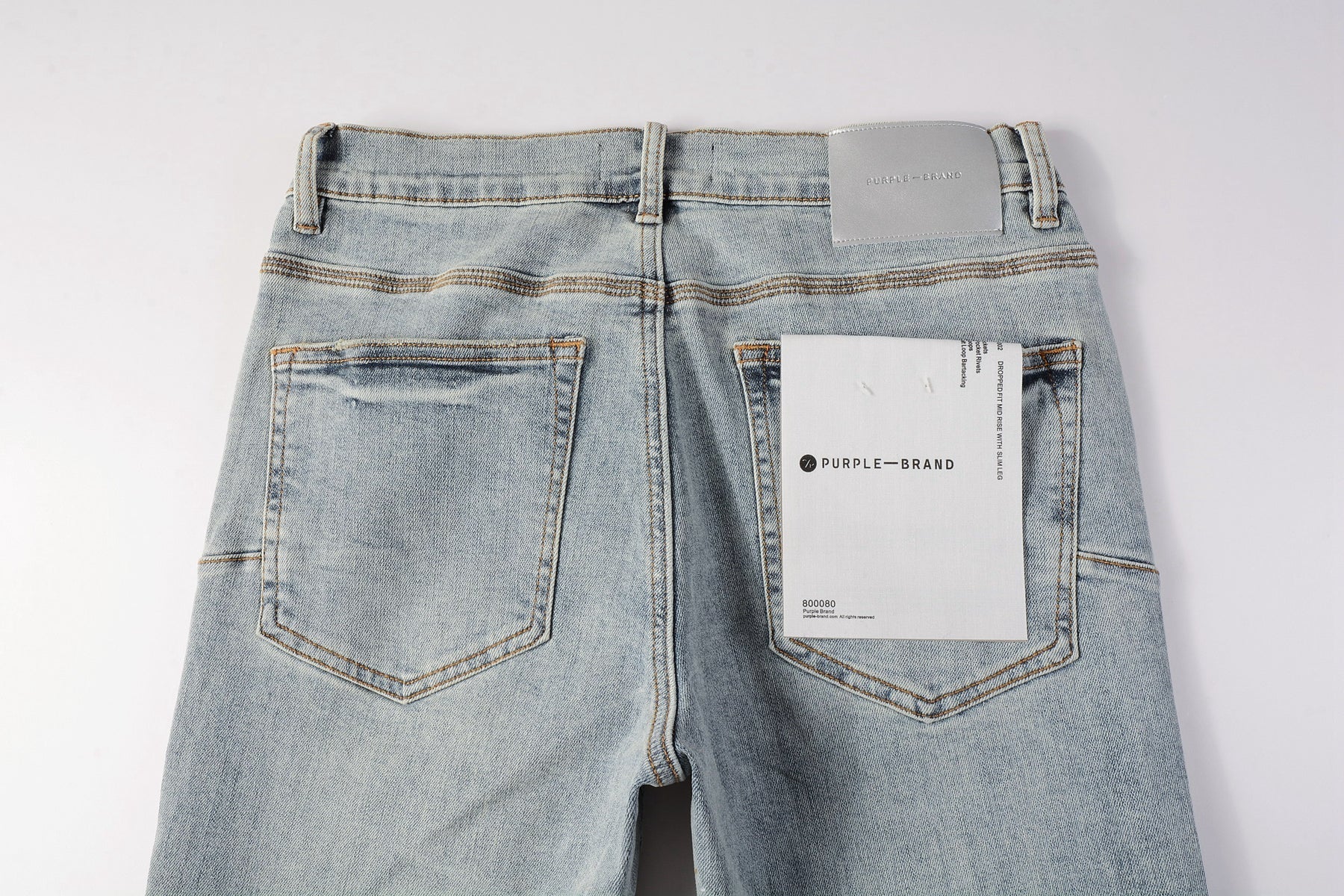 Men Streetwear Skinny Jeans Light Blue Wash with Holographic Iridescent Finish 9005