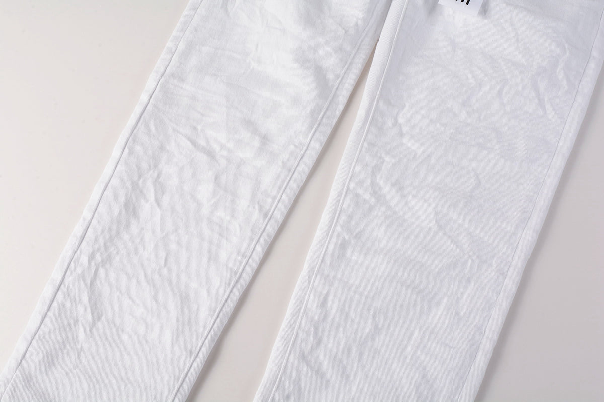 Men Streetwear Skinny Jeans White Wash with Minimalist Textured Finish 9024