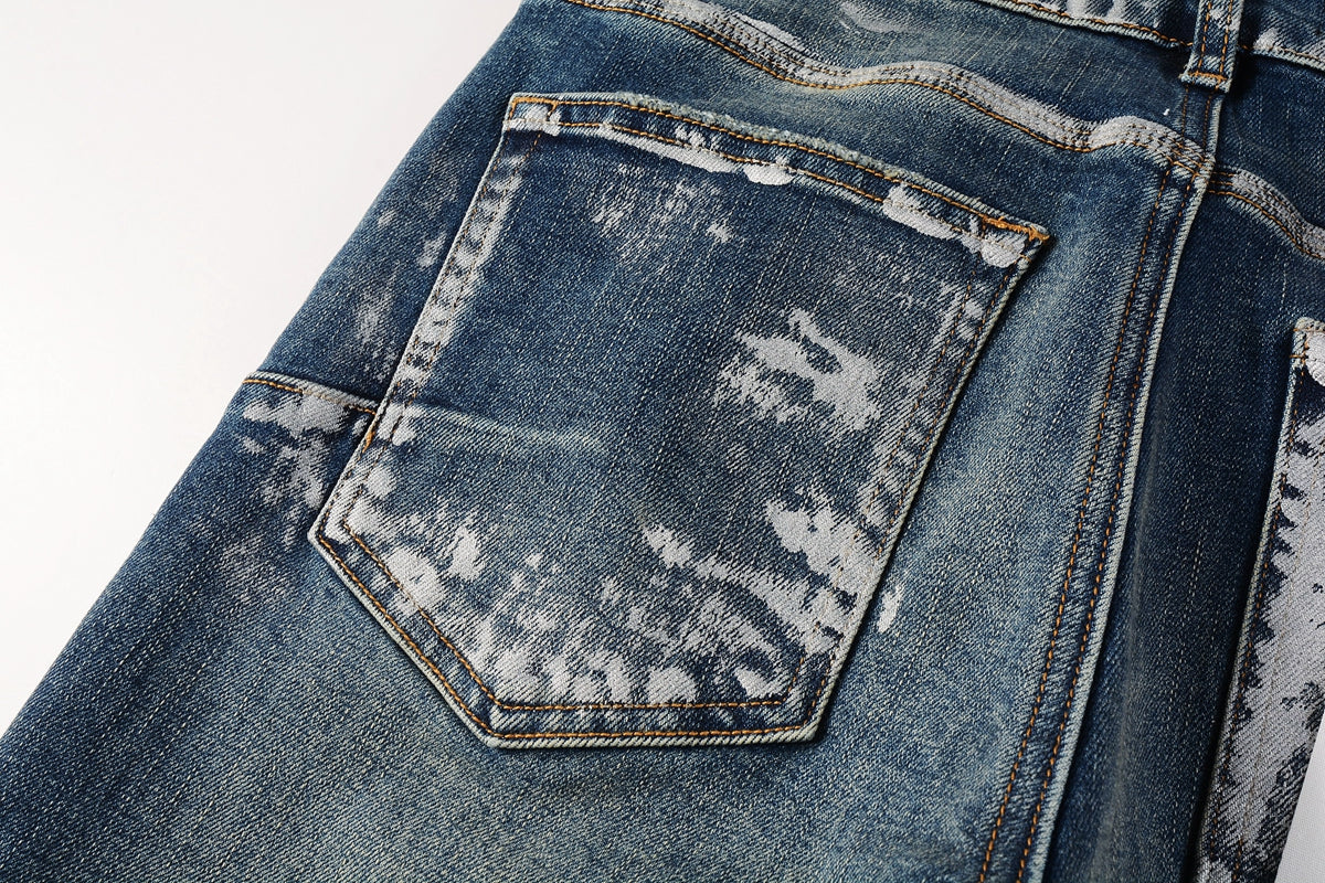 Jeans With Light Dark Paint Distressed Fashion Trend High 9040