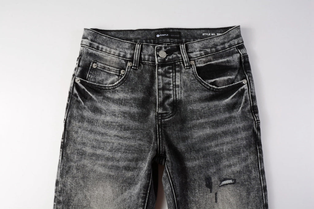 Men Distressed Grey Washed skinny Jeans Ripped Scratch style 9105