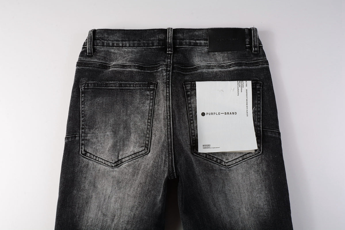 Men Streetwear Skinny Jeans Dark Gray Wash with Minimalist Style 9019