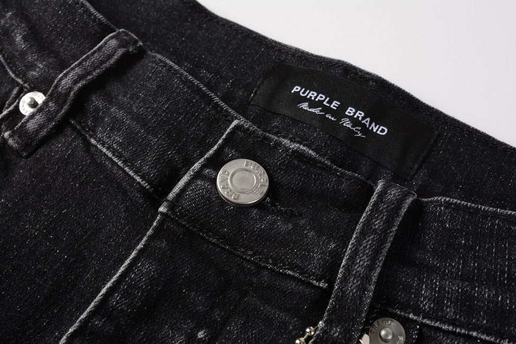 Men Streetwear Denim Shorts Black Wash with Colorful Feather Print and Raw Hem 5085