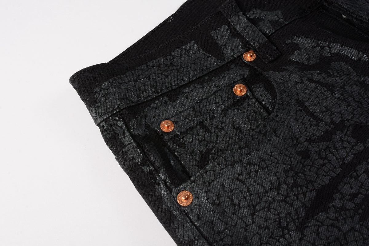 Jeans Coating Texture Personalized Fashion Trend High quality pants 9026