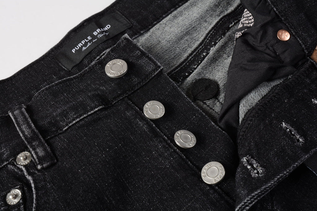 Men Streetwear Denim Shorts Black Wash with Colorful Feather Print and Raw Hem 5085