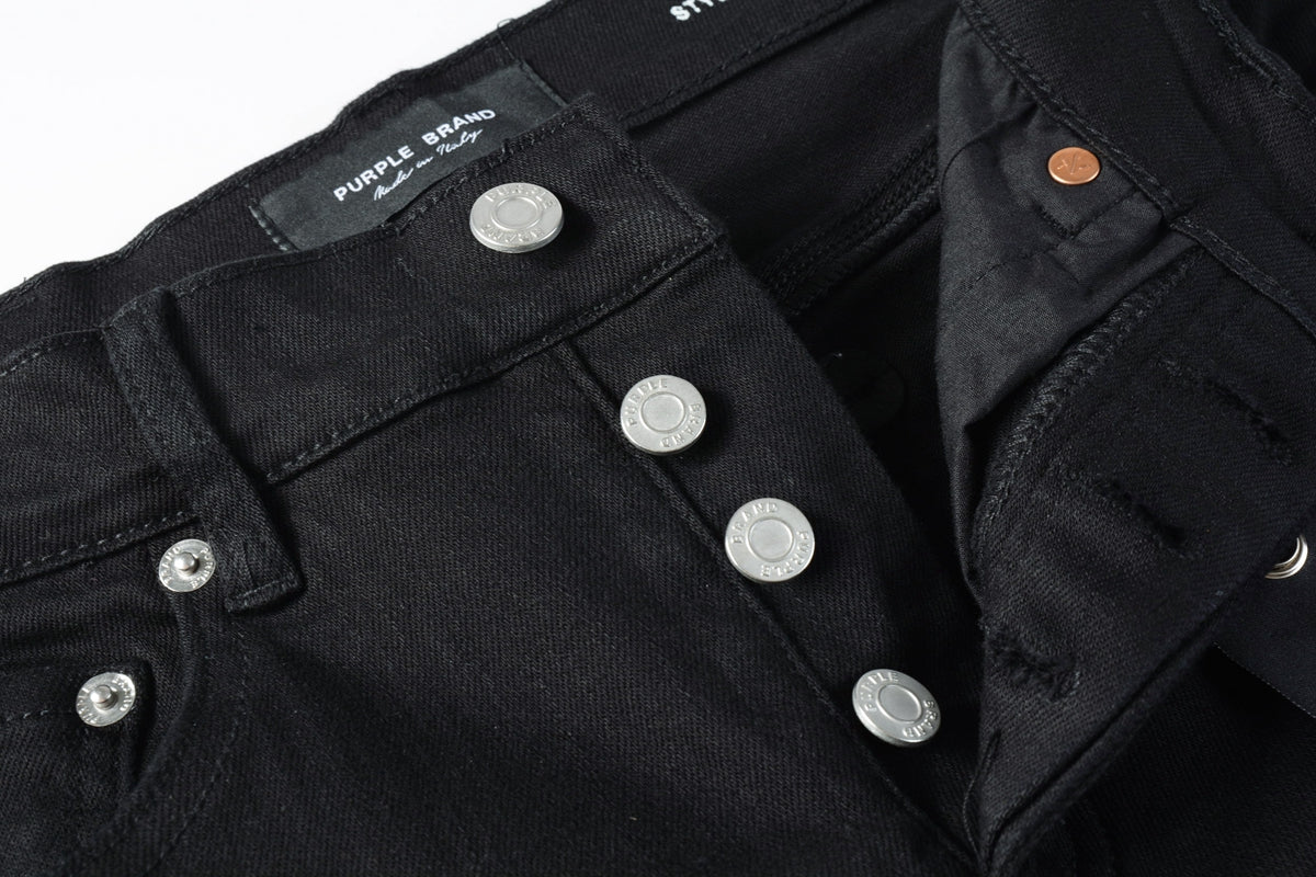 Men Streetwear Denim Shorts Black Wash with Minimalist Design and Raw Hem 5023