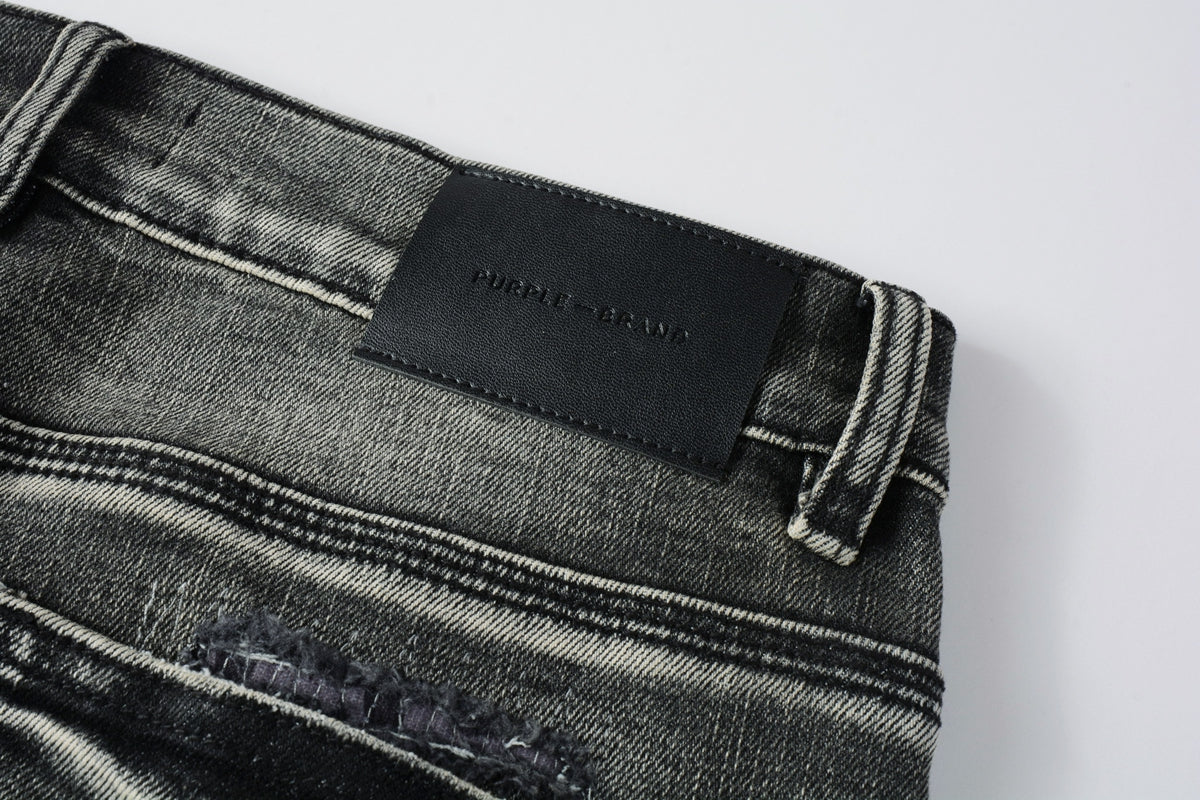 Men Classic Streetwear Jeans Distressed Black Grey Ripped skinny 9068