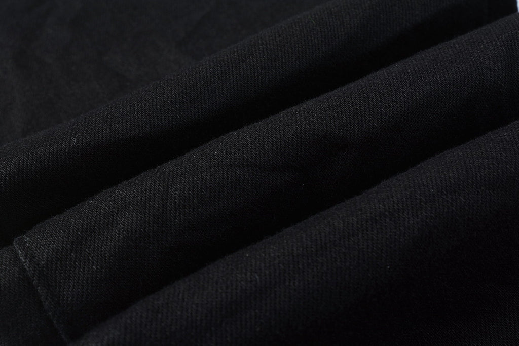 Men Streetwear Skinny Jeans Black Wash with Clean Minimalist Style 9023