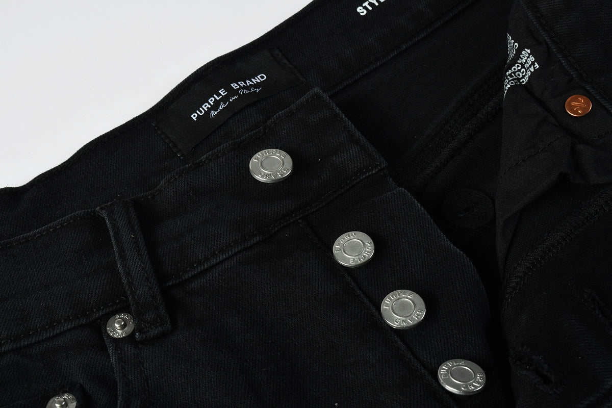 Men Streetwear Black Denim Shorts with Distressed Ripped Details and Raw Hem 5108