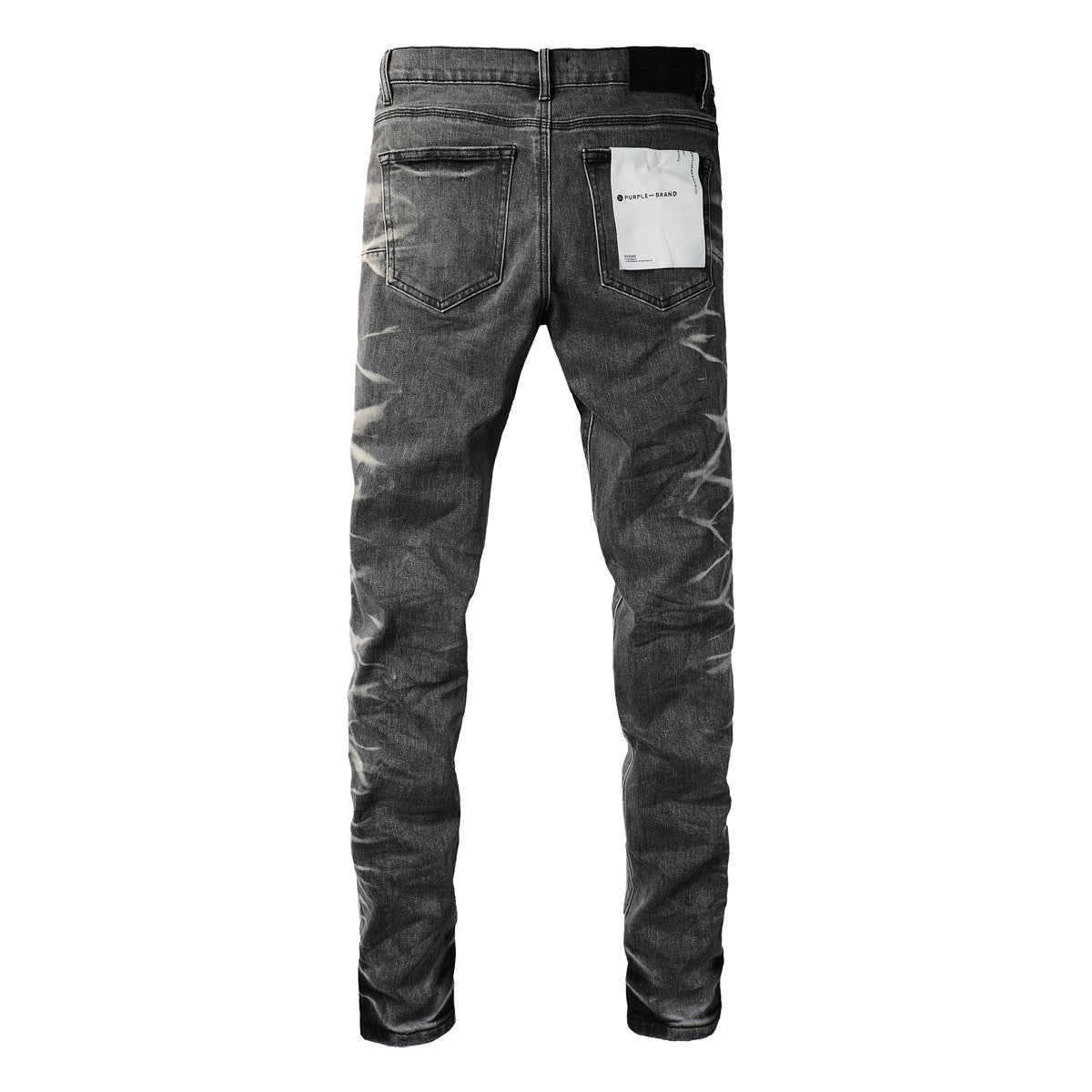 Men Streetwear Skinny Jeans Dark Gray Wash with White Marbled Texture 9056