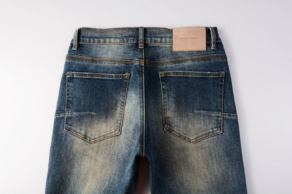 Men Classic Streetwear Jeans Light Washed Distressed skinny Fit 9097