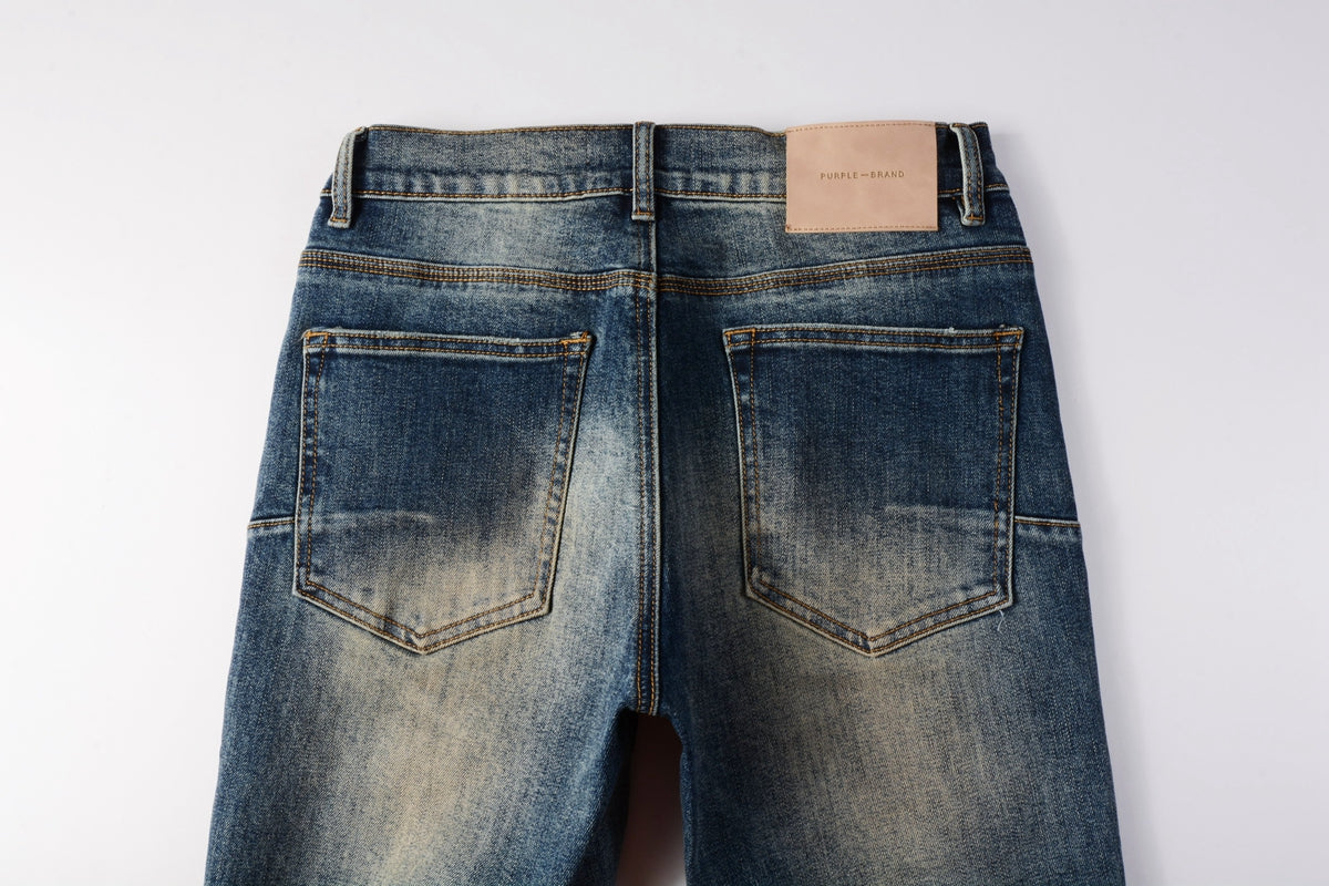 Men Classic Streetwear Jeans Light Washed Distressed skinny Fit 9097