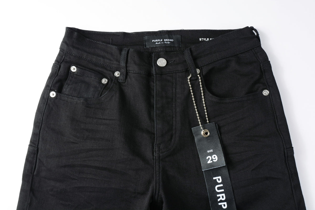 Men Streetwear Denim Shorts Black Wash with Minimalist Design and Raw Hem 5023