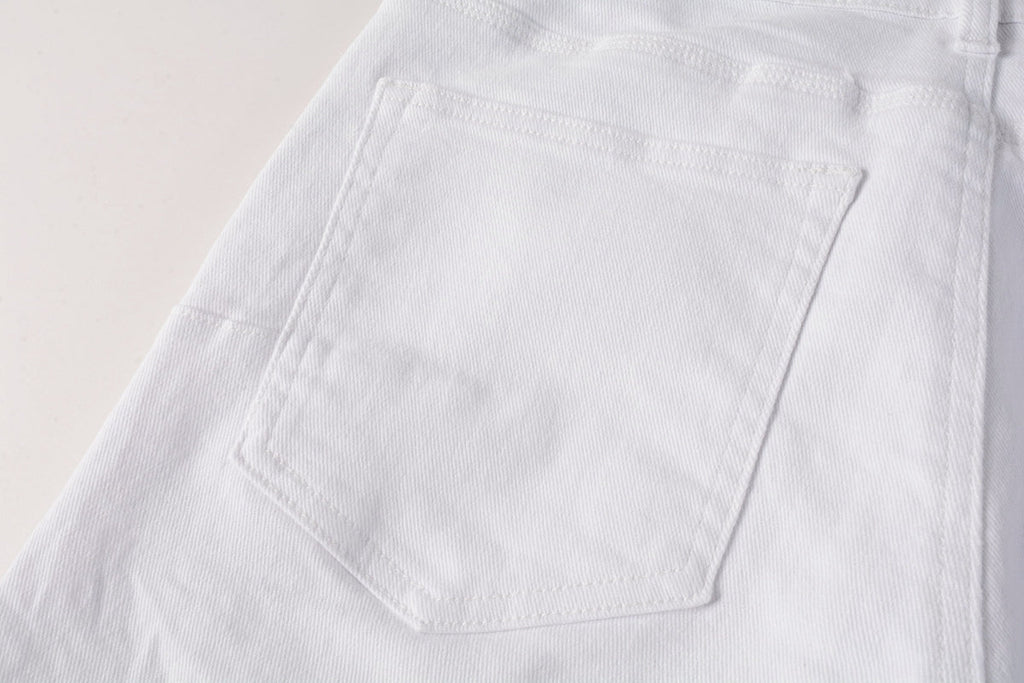 Men Streetwear Skinny Jeans White Wash with Minimalist Textured Finish 9024
