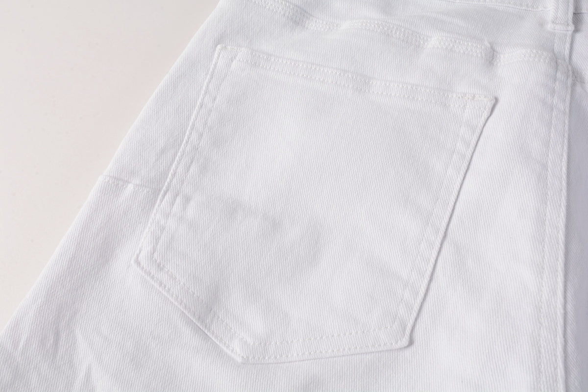 Men Streetwear Skinny Jeans White Wash with Minimalist Textured Finish 9024