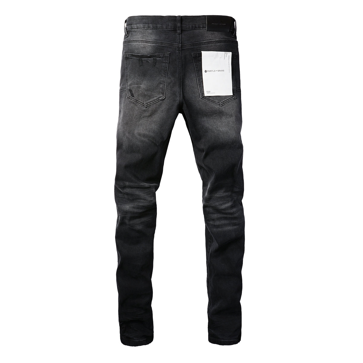 Men Streetwear Skinny Jeans Black Wash with Knee Ripped Details 9029