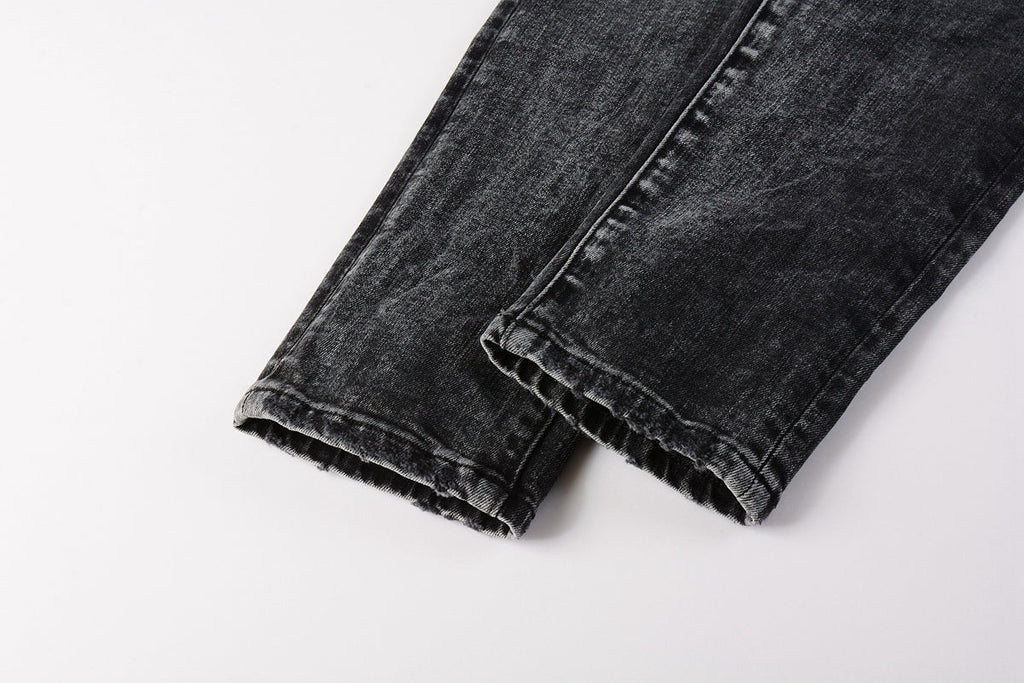 Men Streetwear Skinny Jeans Dark Gray Wash with Minimalist Style 9019