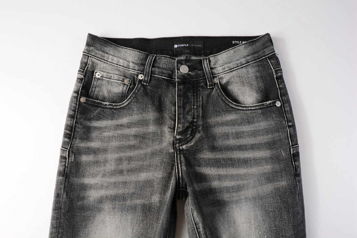 Men Classic Streetwear Jeans Distressed Grey Ripped skinny Fit 9103