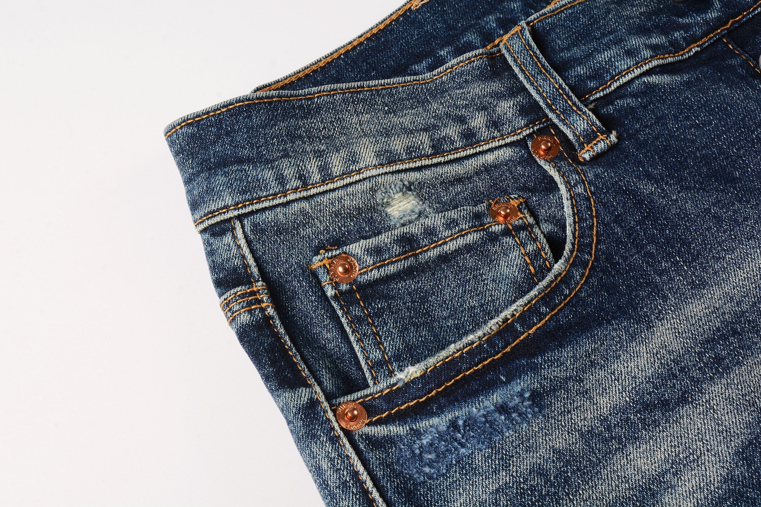 Men Classic Streetwear Jeans Distressed Dark Blue Ripped skinny 9096