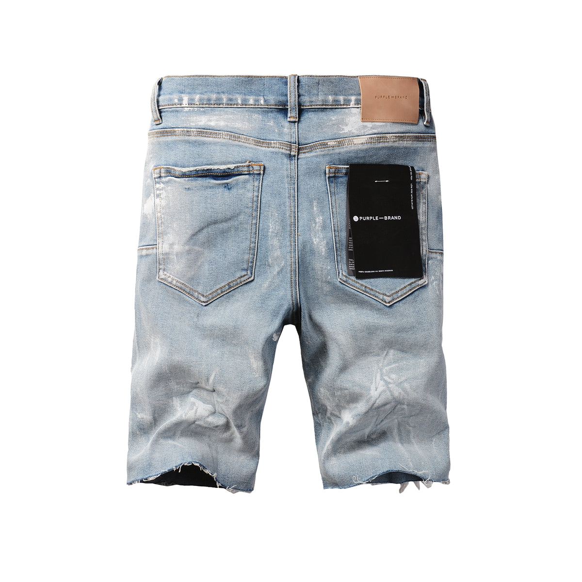 Men Streetwear Light Blue Denim Shorts with Vintage Wash and Raw Hem Finish 5091