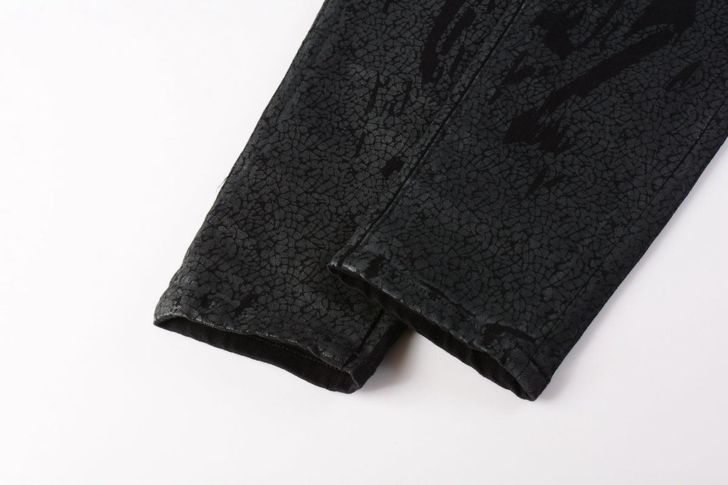 Jeans Coating Texture Personalized Fashion Trend High quality pants 9026