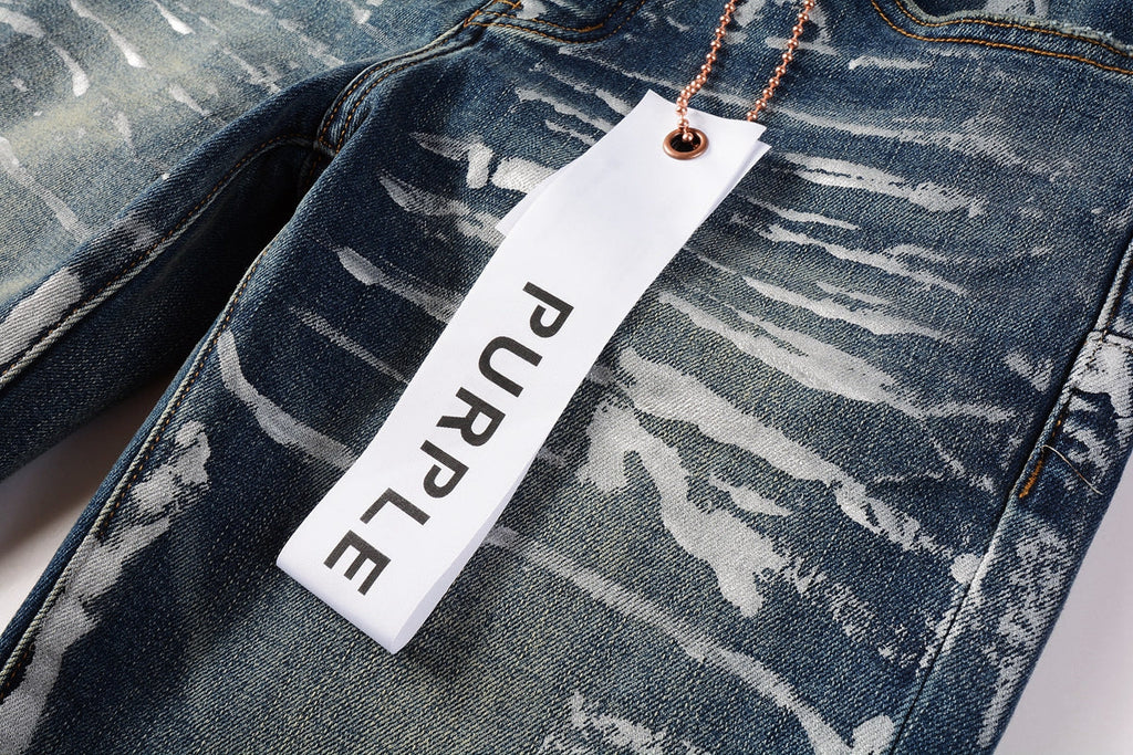 Jeans With Light Dark Paint Distressed Fashion Trend High 9040