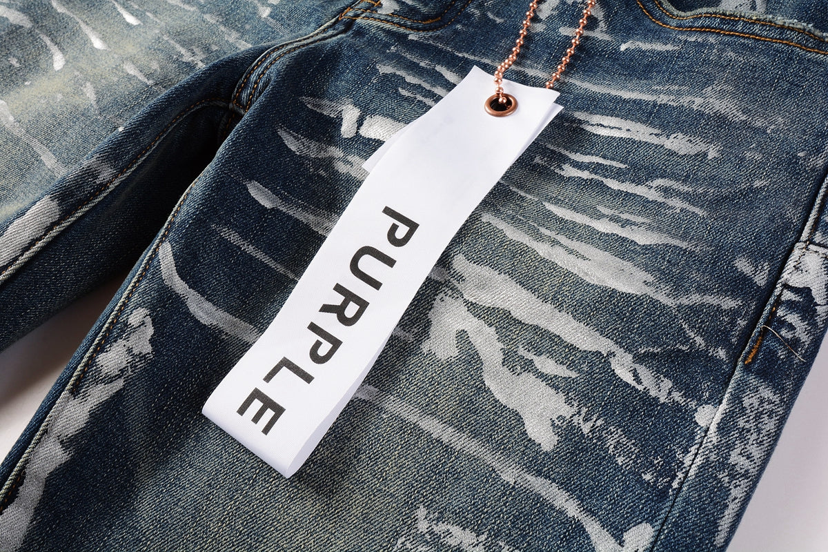 Jeans With Light Dark Paint Distressed Fashion Trend High 9040