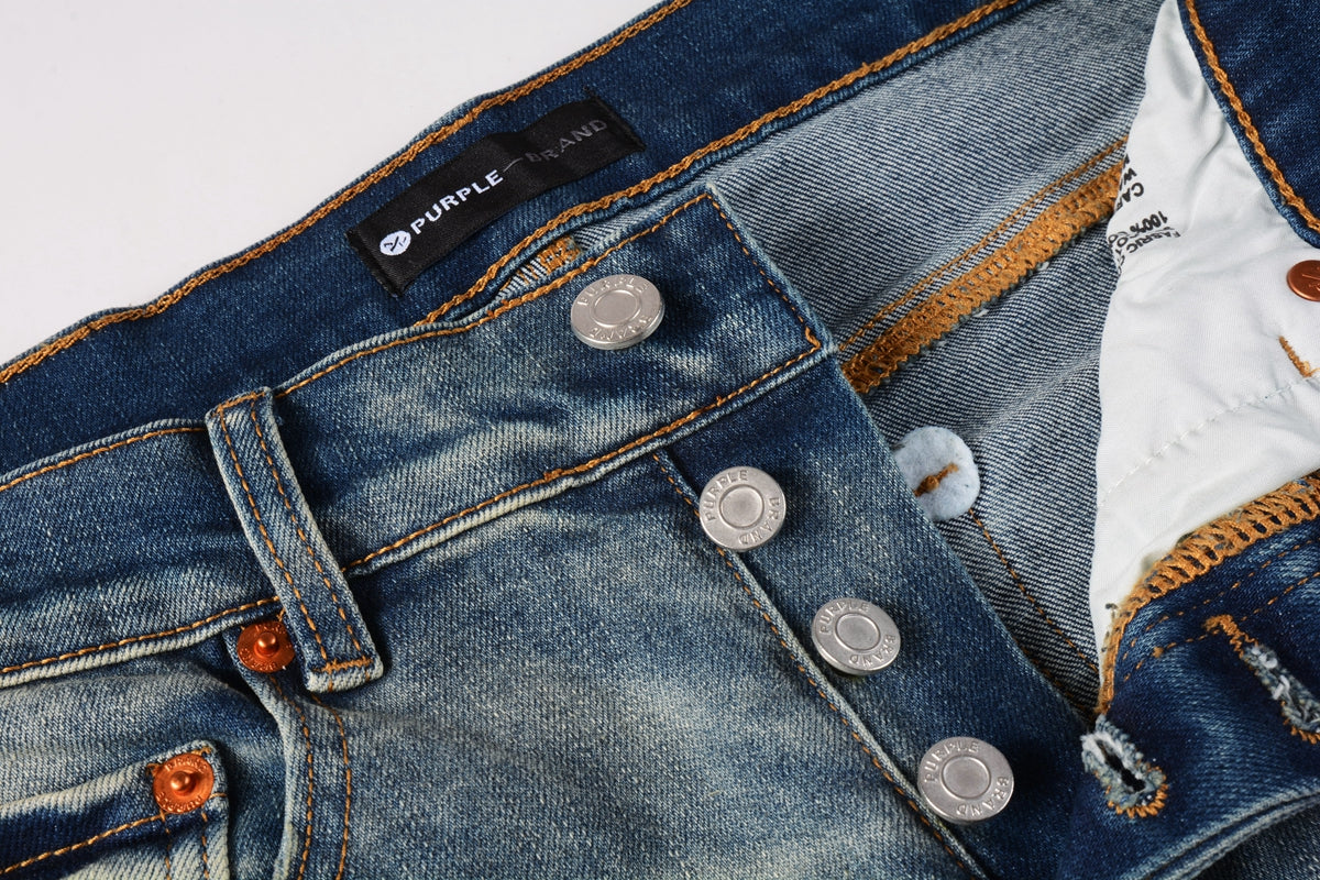 Men Classic Streetwear Jeans DistressedBlue Paint Slash Skinny 9037