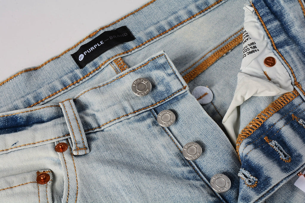 Men Streetwear Skinny Jeans Light Blue Wash with White Paint Splatter and Subtle Distress 9006