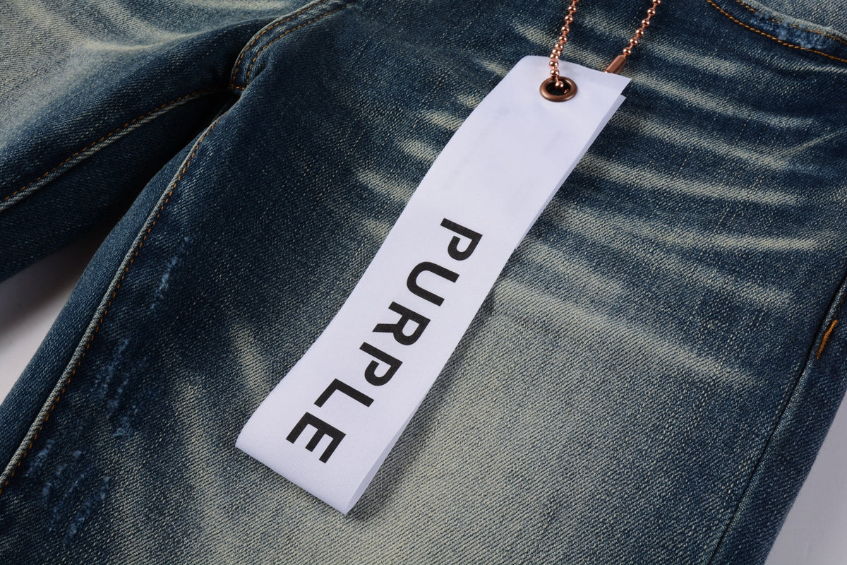 Men Streetwear Skinny Jeans Light Blue Wash with Vintage Faded Wash and Subtle Distress 9055