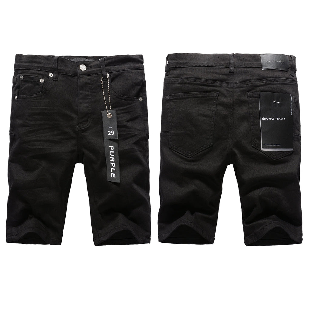Men Streetwear Denim Shorts Black Wash with Minimalist Design and Raw Hem 5023