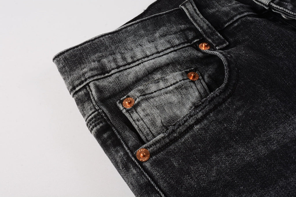 Men Streetwear Skinny Jeans Dark Gray Wash with Minimalist Style 9019