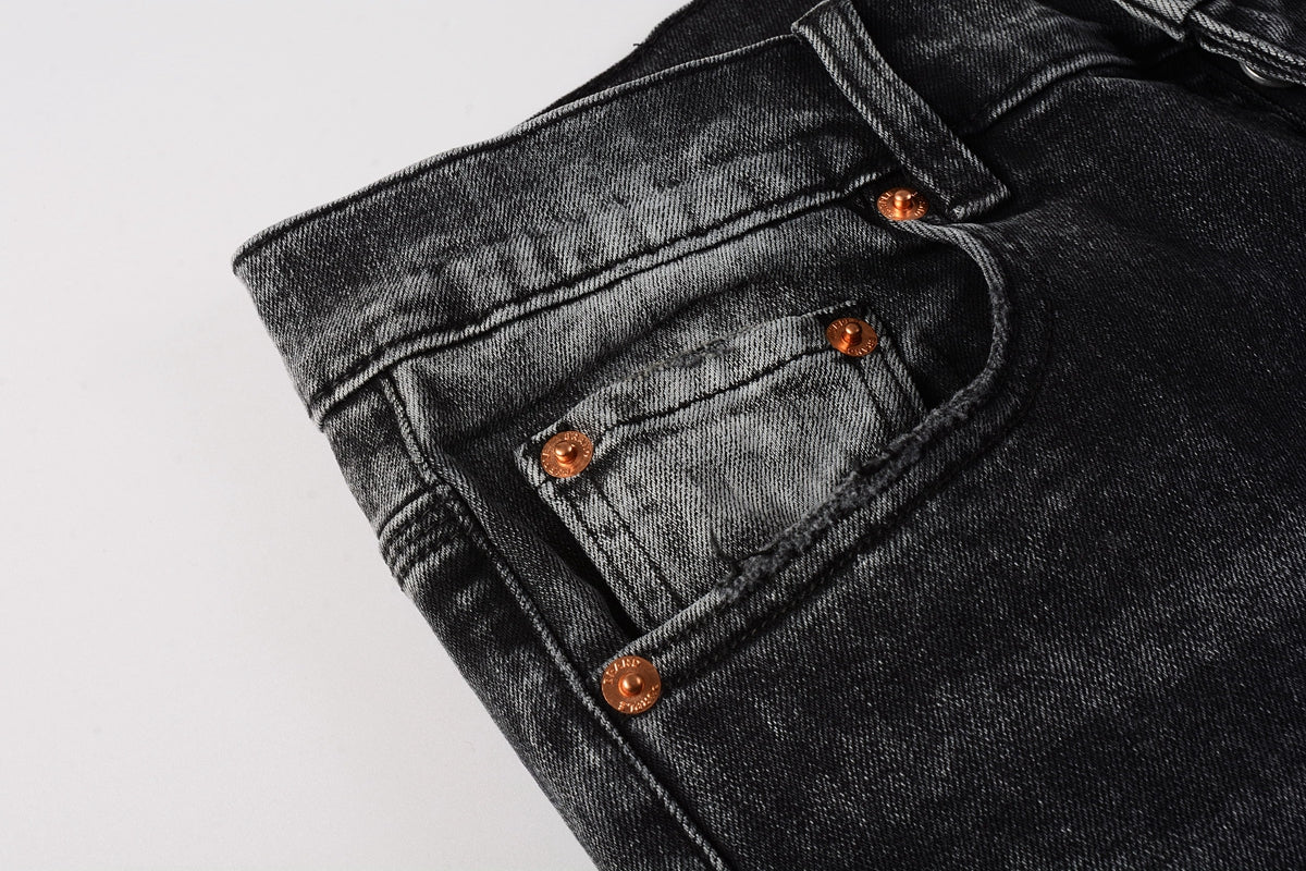 Men Streetwear Skinny Jeans Dark Gray Wash with Minimalist Style 9019